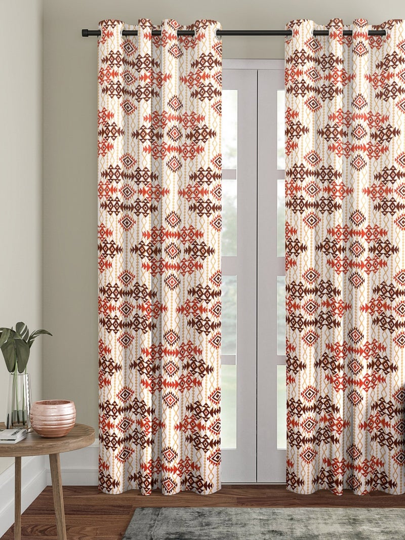 Ethnic Motifs Printed Curtain for Door - Cream